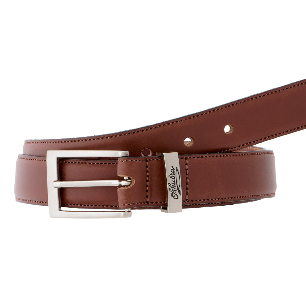 View of coiled Akubra Sydney belt in tan colour
