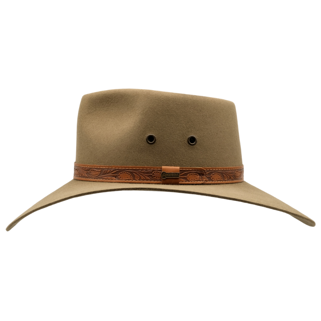 Side view of the Akubra Territory hat in Santone colour