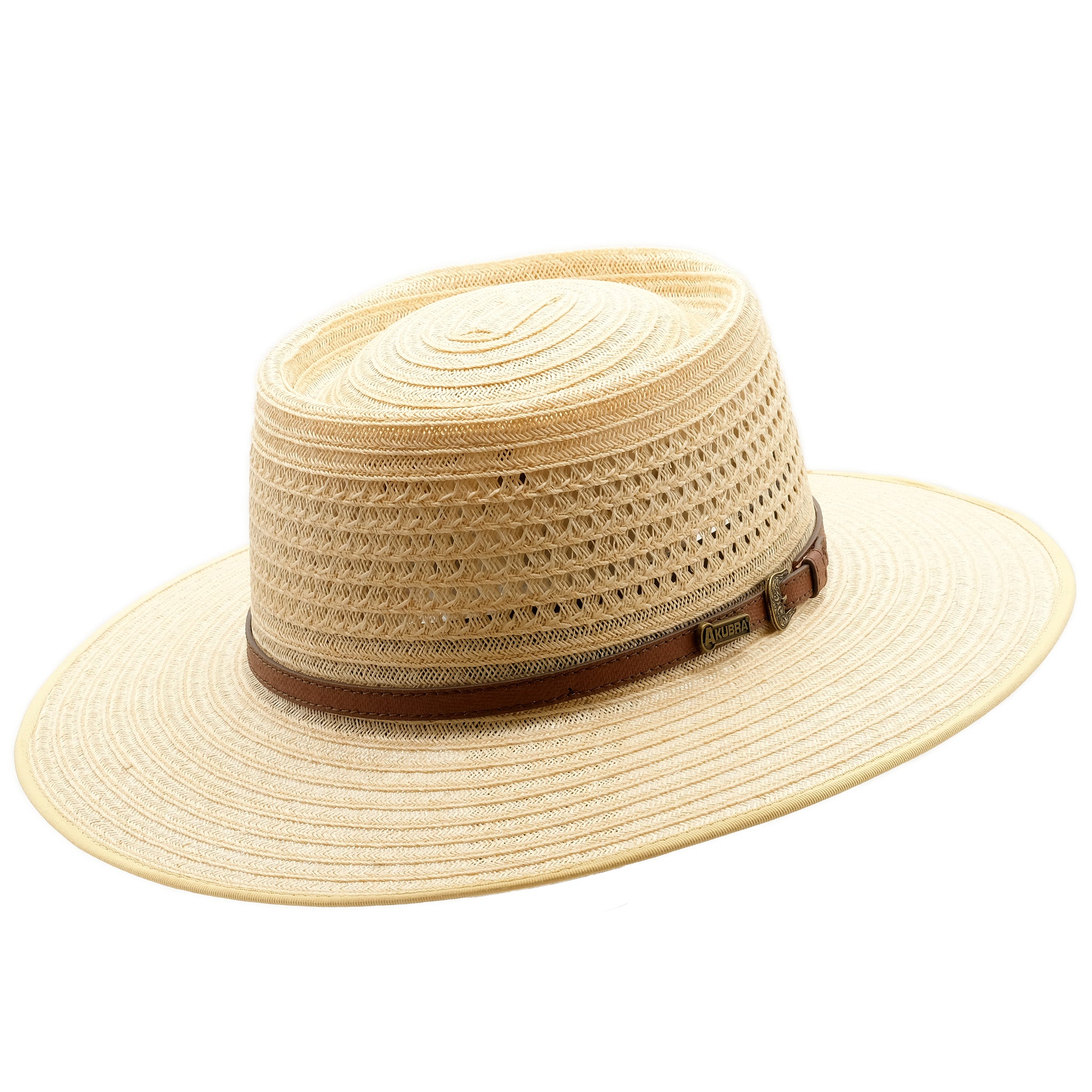Angle view of Akubra Byron in Natural Straw colour