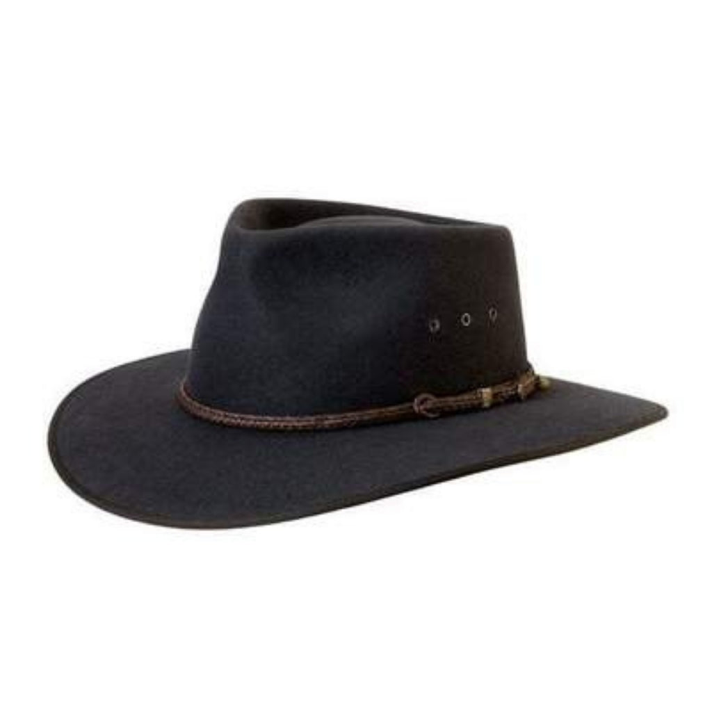 Angle view of Akubra Cattleman in Graphite Grey colour