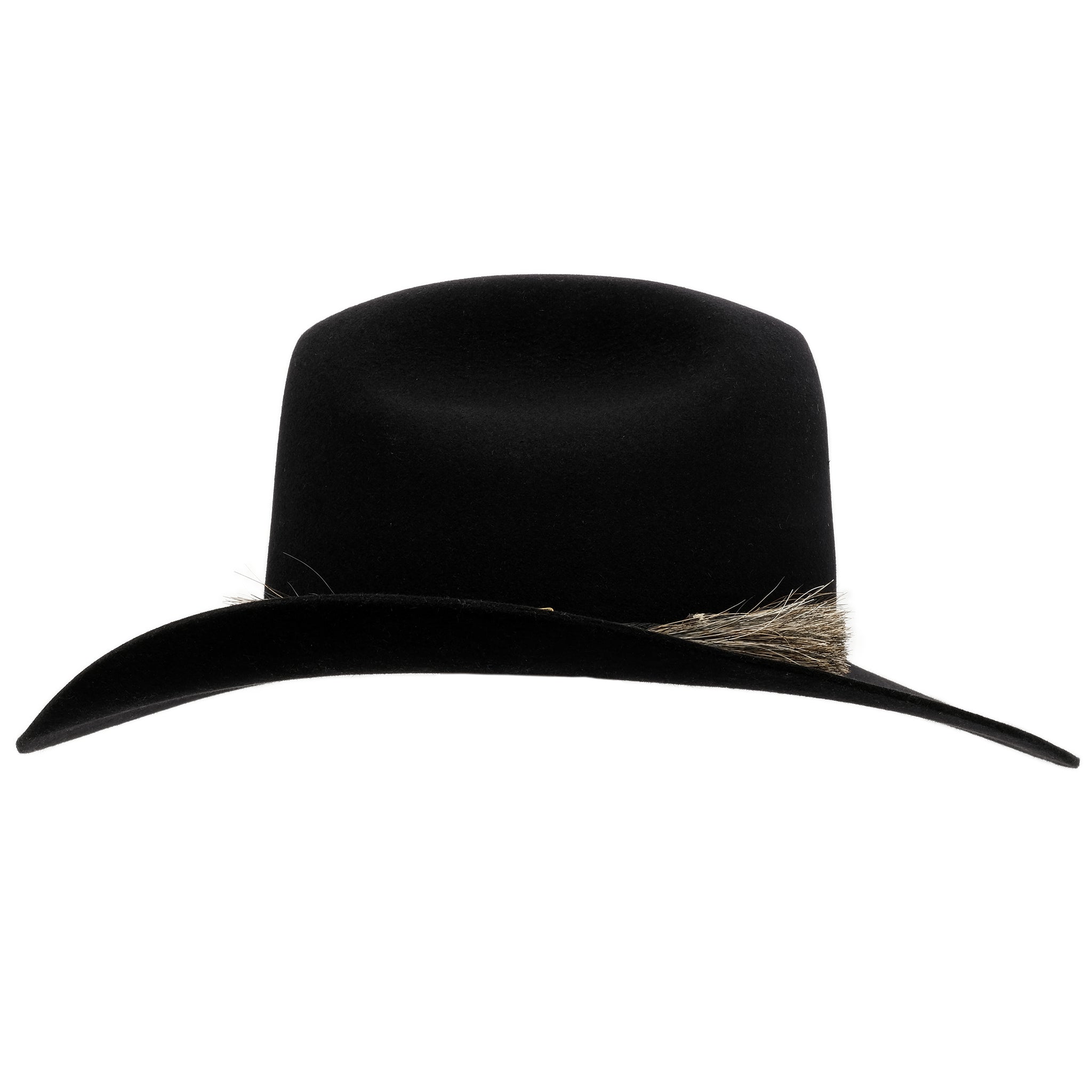 Side view of black Akubra Rough rider hat