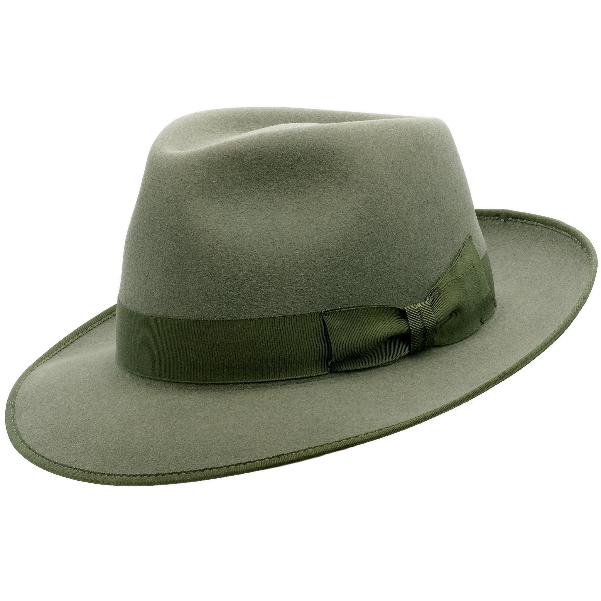 Angle view of Akubra Stylemaster hat in Bluegrass Green colour