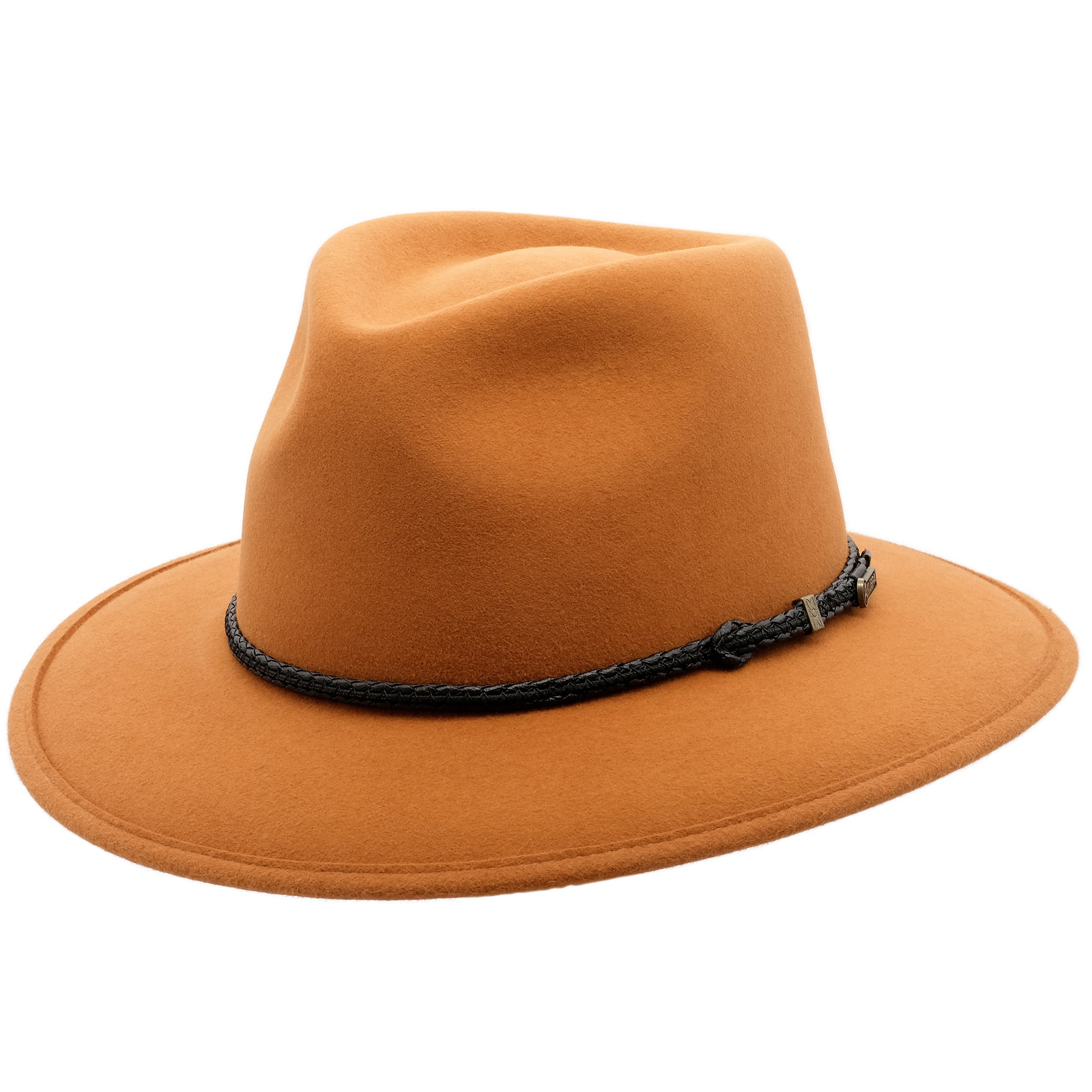 Angle View of the Akubra Traveller in Rust colour 