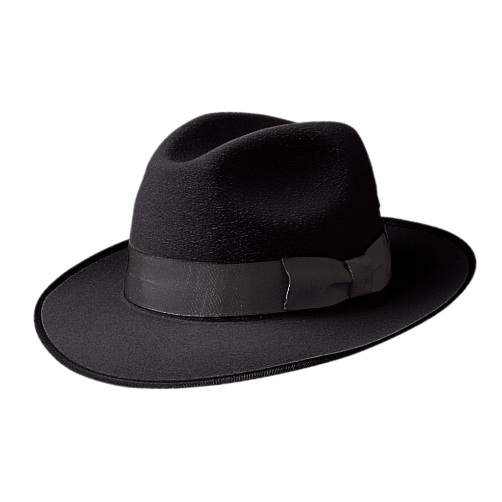 Angle view of Akubra Bogart hat in Black