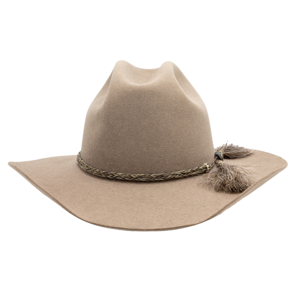 Front view of Akubra Rough Rider Western style hat in Bran colour