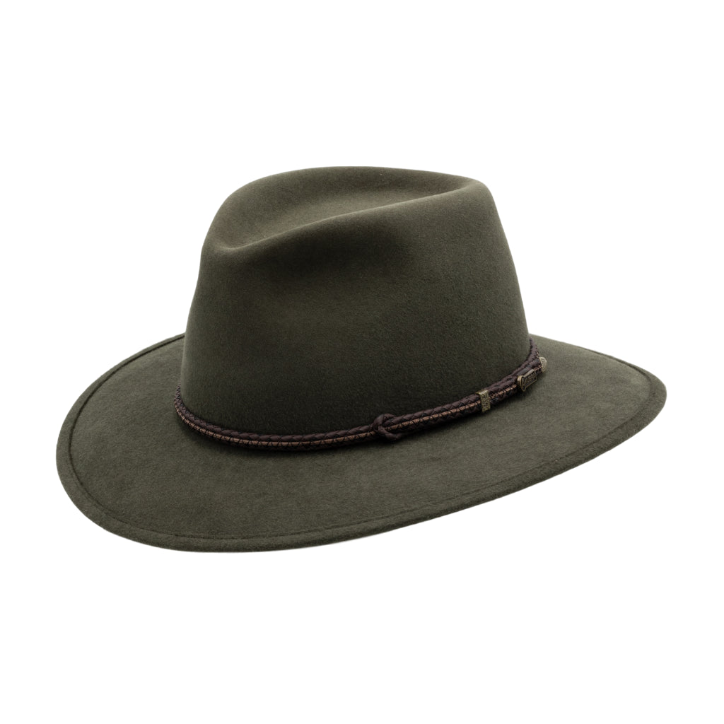 Angle view of Akubra Avalon in Fern colour