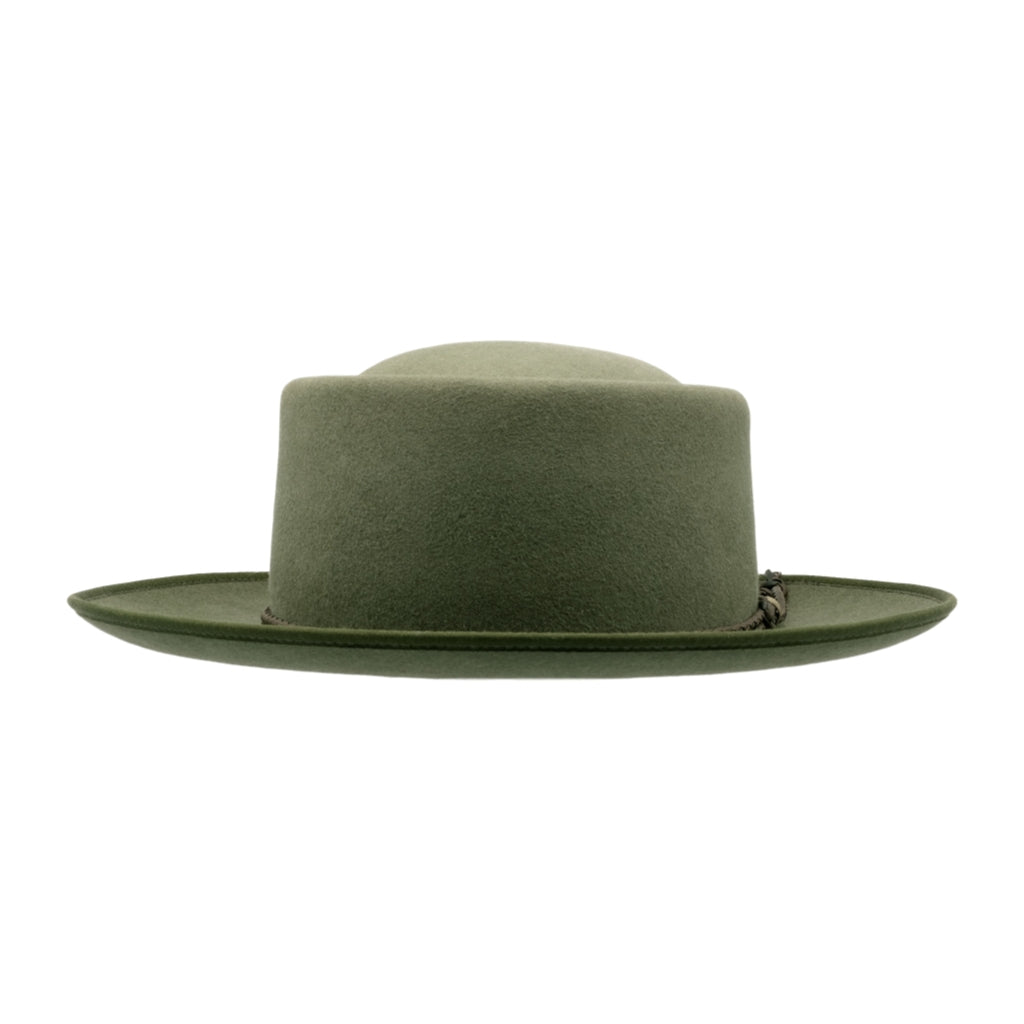 Front view of Akubra Pastoralist hat in Bluegrass Green