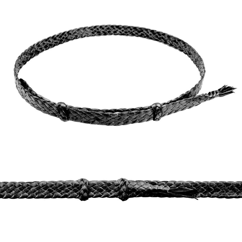 Badgery Belts - 6 Plait Roo Leather Hatband - Black