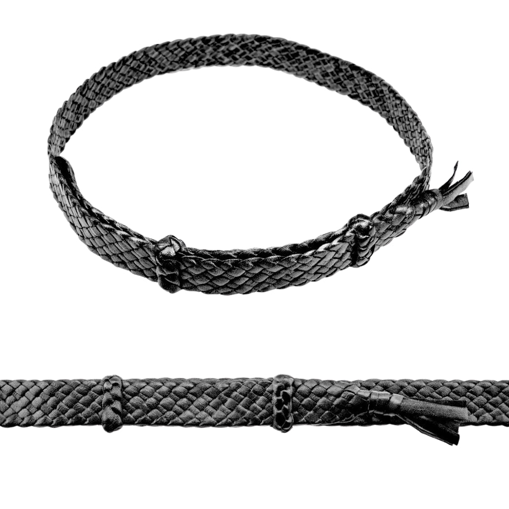 Badgery Belts 8 Plait Roo Leather Hatband - Black
