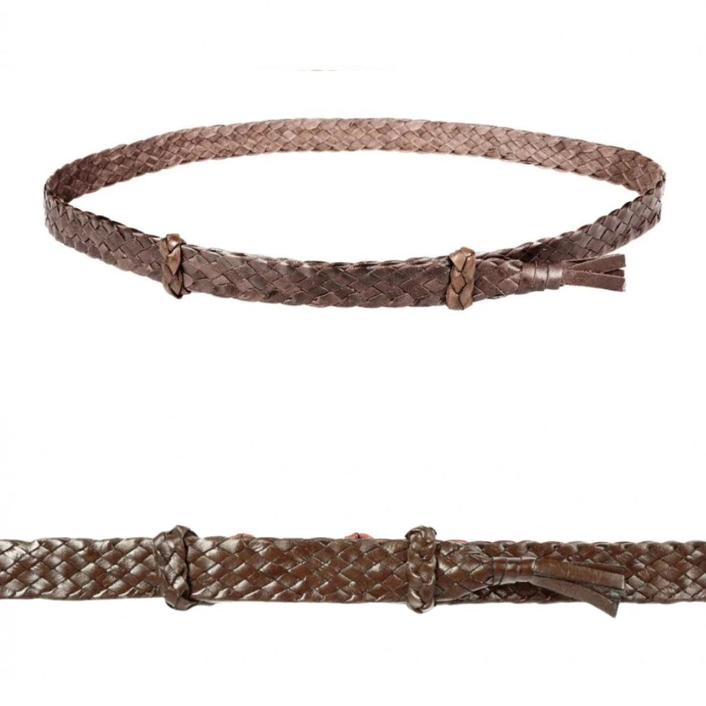 Badgery Belts - 6 Plait Roo Leather Hatband - Chocolate