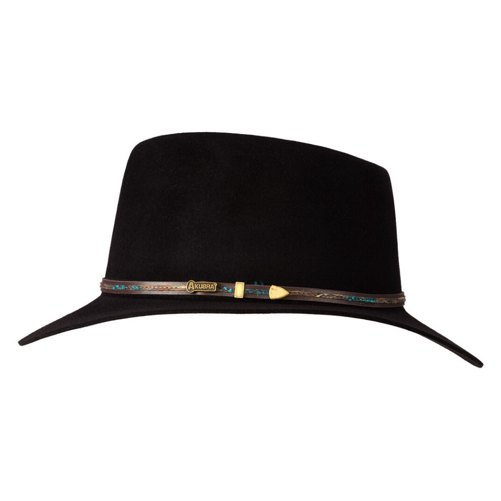 Side view of black Akubra Leisure Time hat