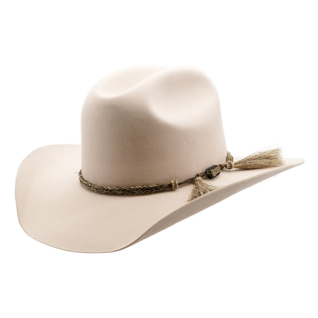 angle view of Akubra Rough rider hat in Light Sand colour