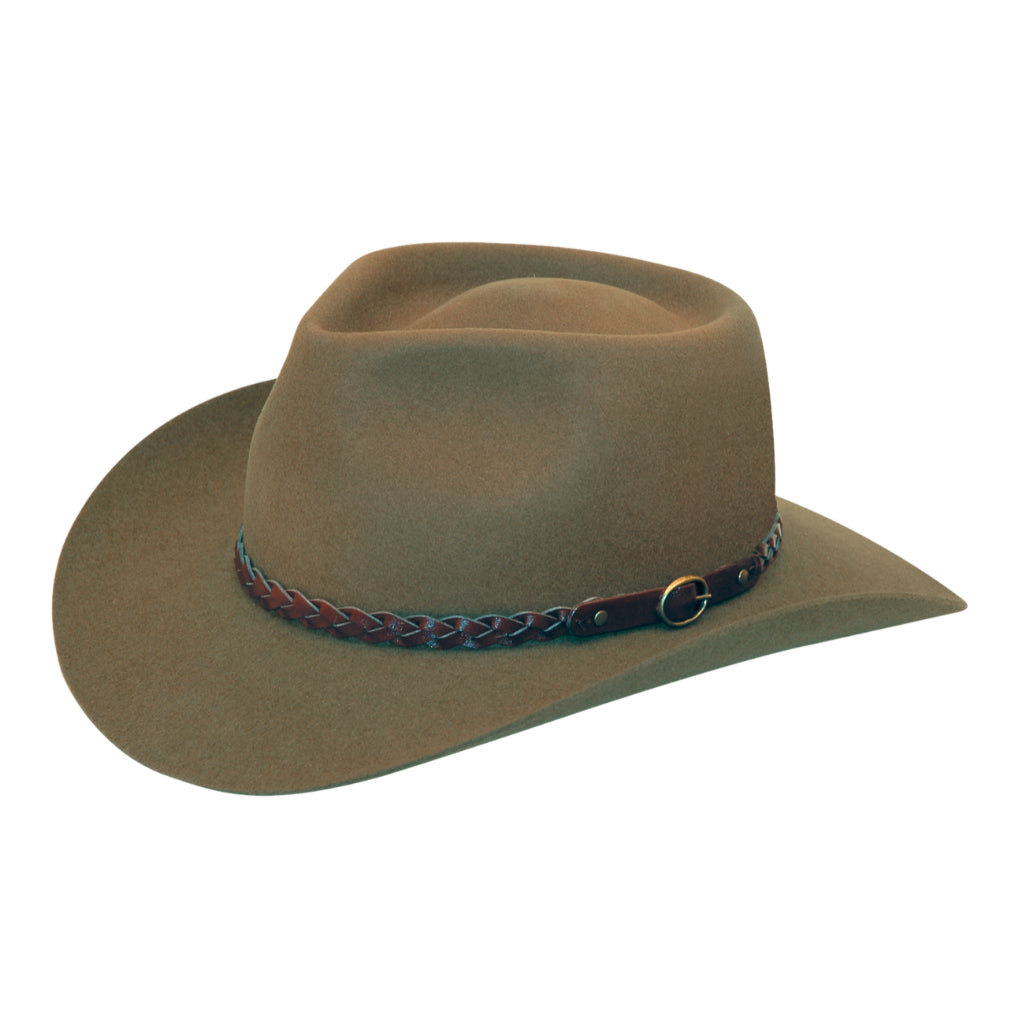 Angle view of Akubra Stockman hat in Santone colour