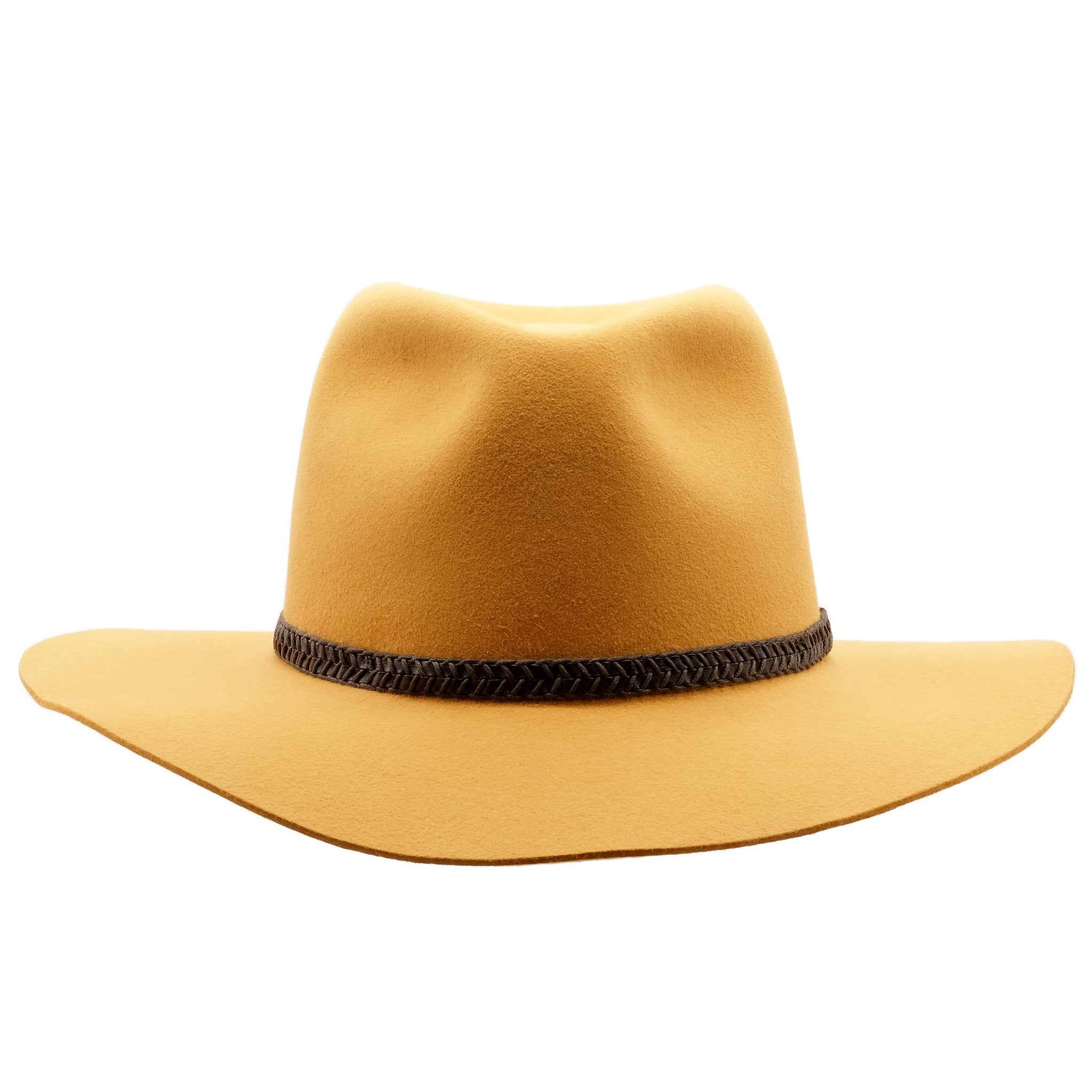 Front view of Ochre coloured Akubra Avalon hat