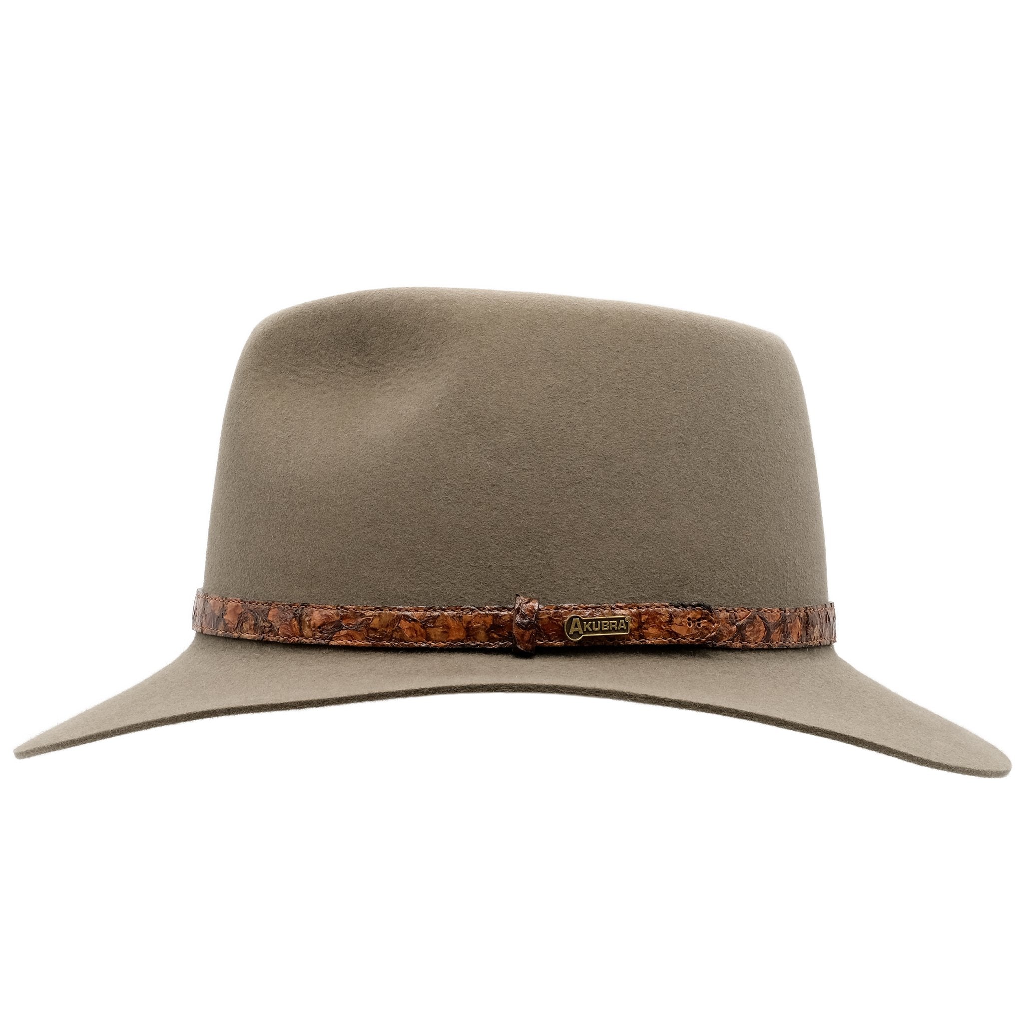 Side view of Akubra Banjo Paterson hat in Heritage Fawn colour