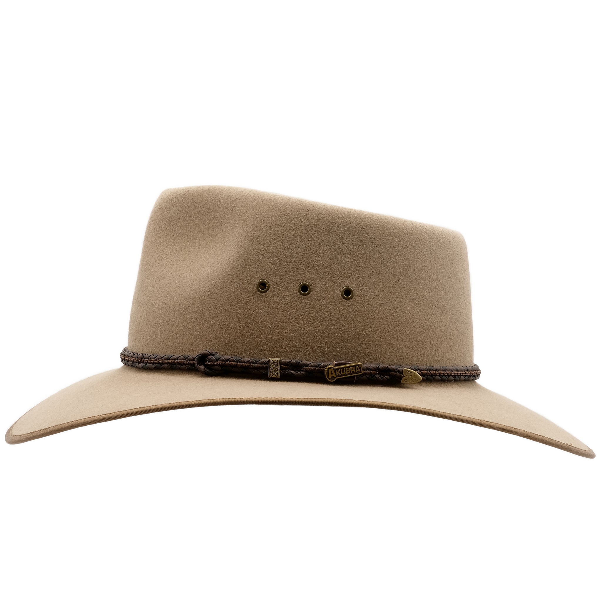 Side view of the Akubra Cattleman hat in Bran colour