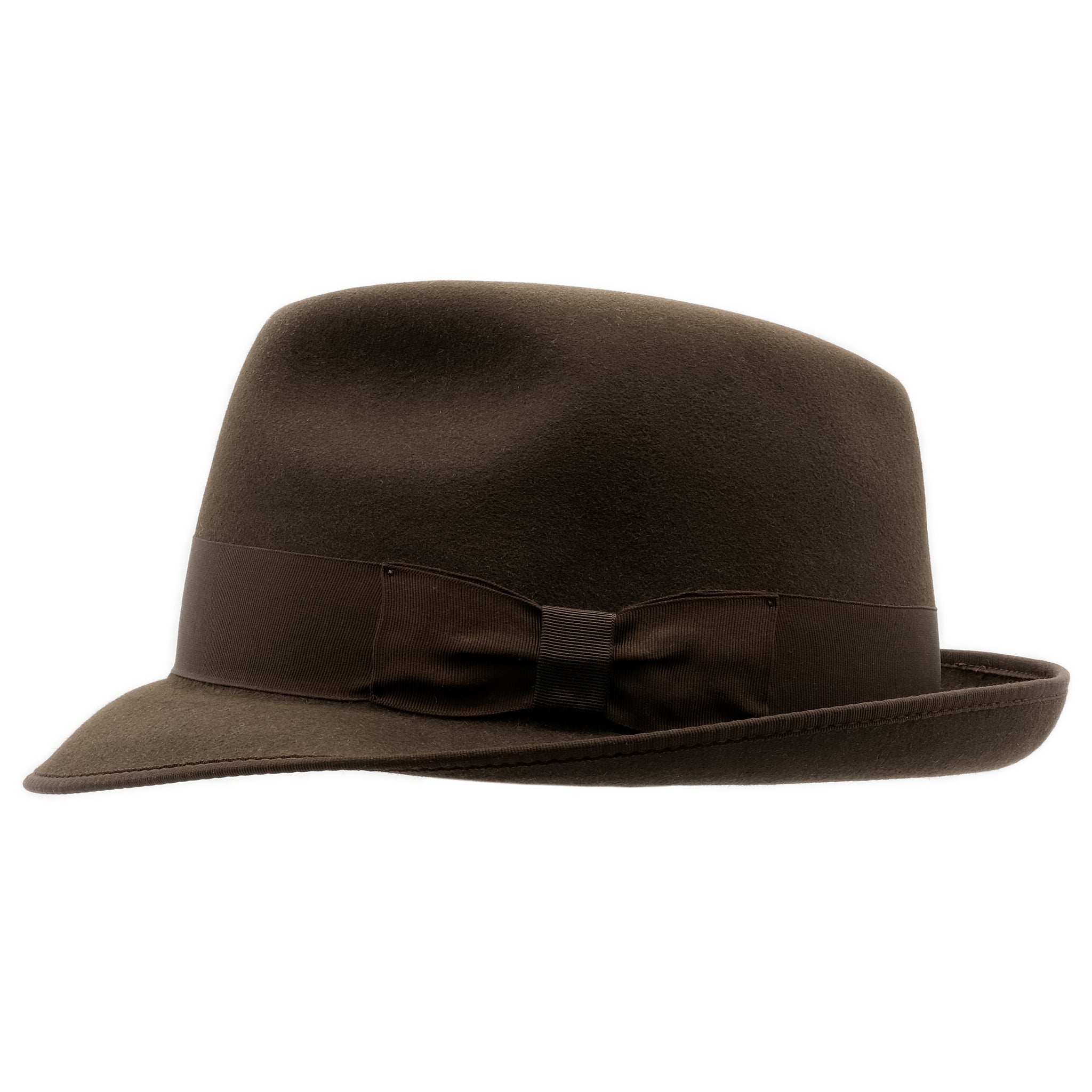 Side view of Akubra Hampton hat in Cedar Brown colour