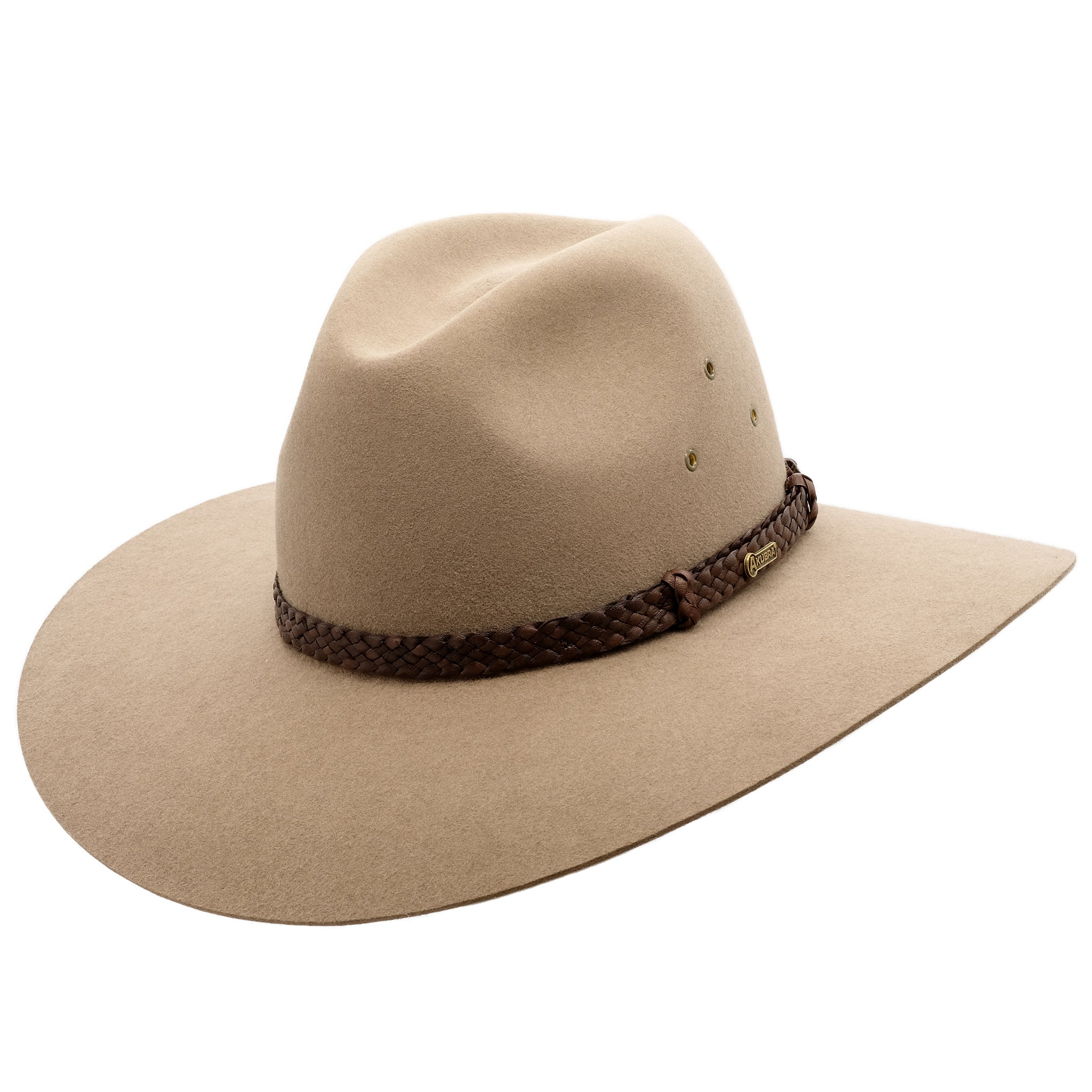 angle view of the Akubra Riverina Hat in Bran colour