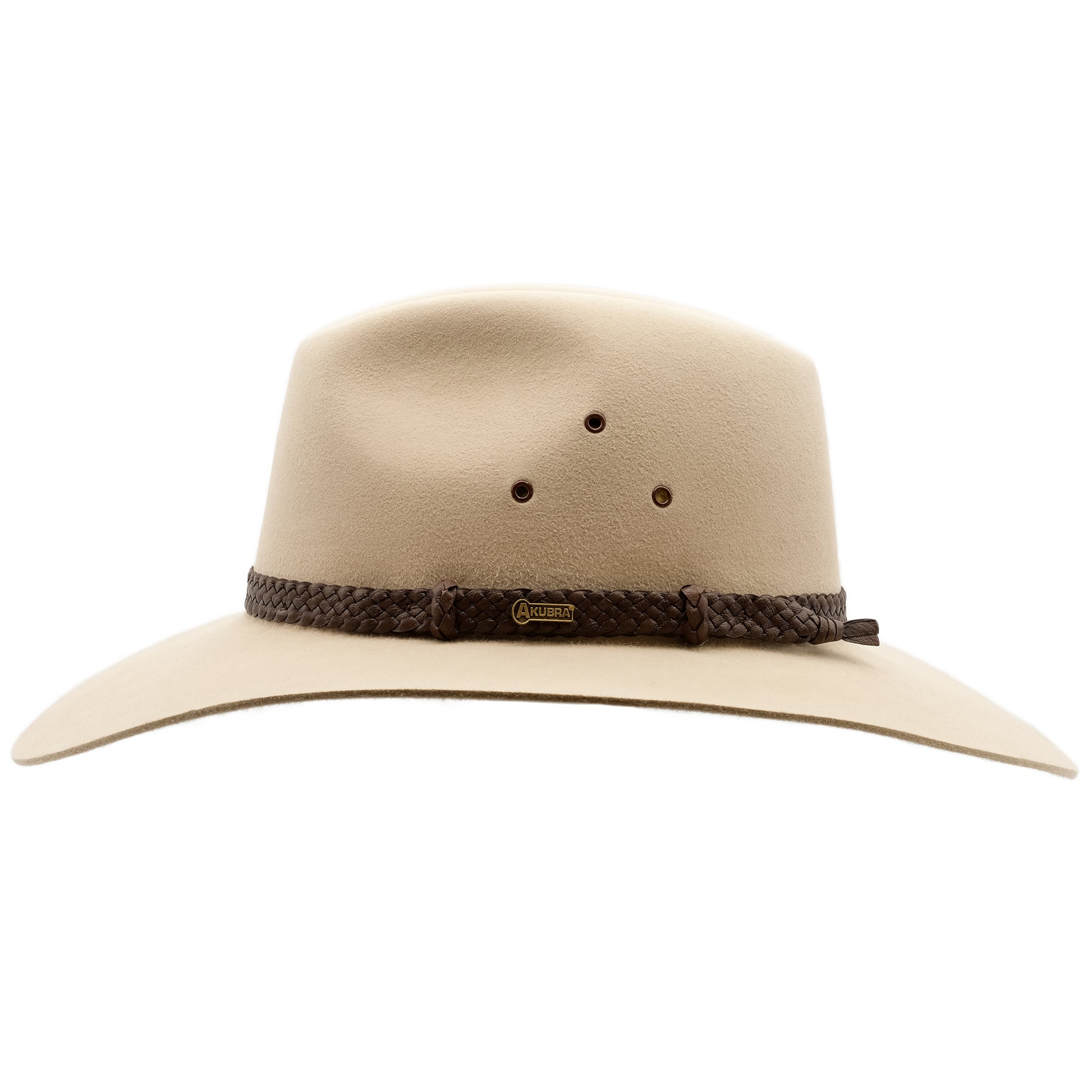 Side view of Akubra Riverina hat in Sand colour