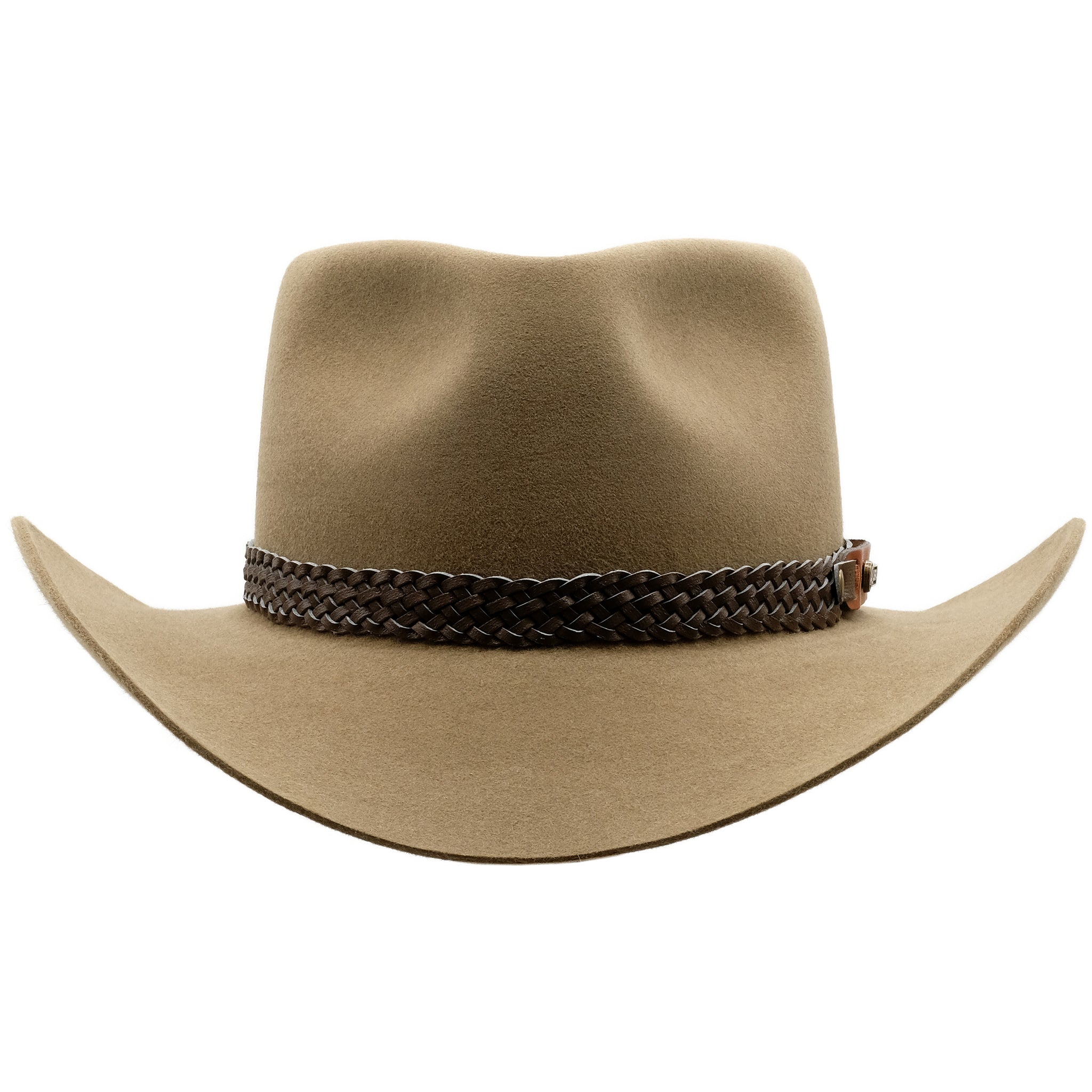 Front view of Akubra Snowy River hat in Santone colour