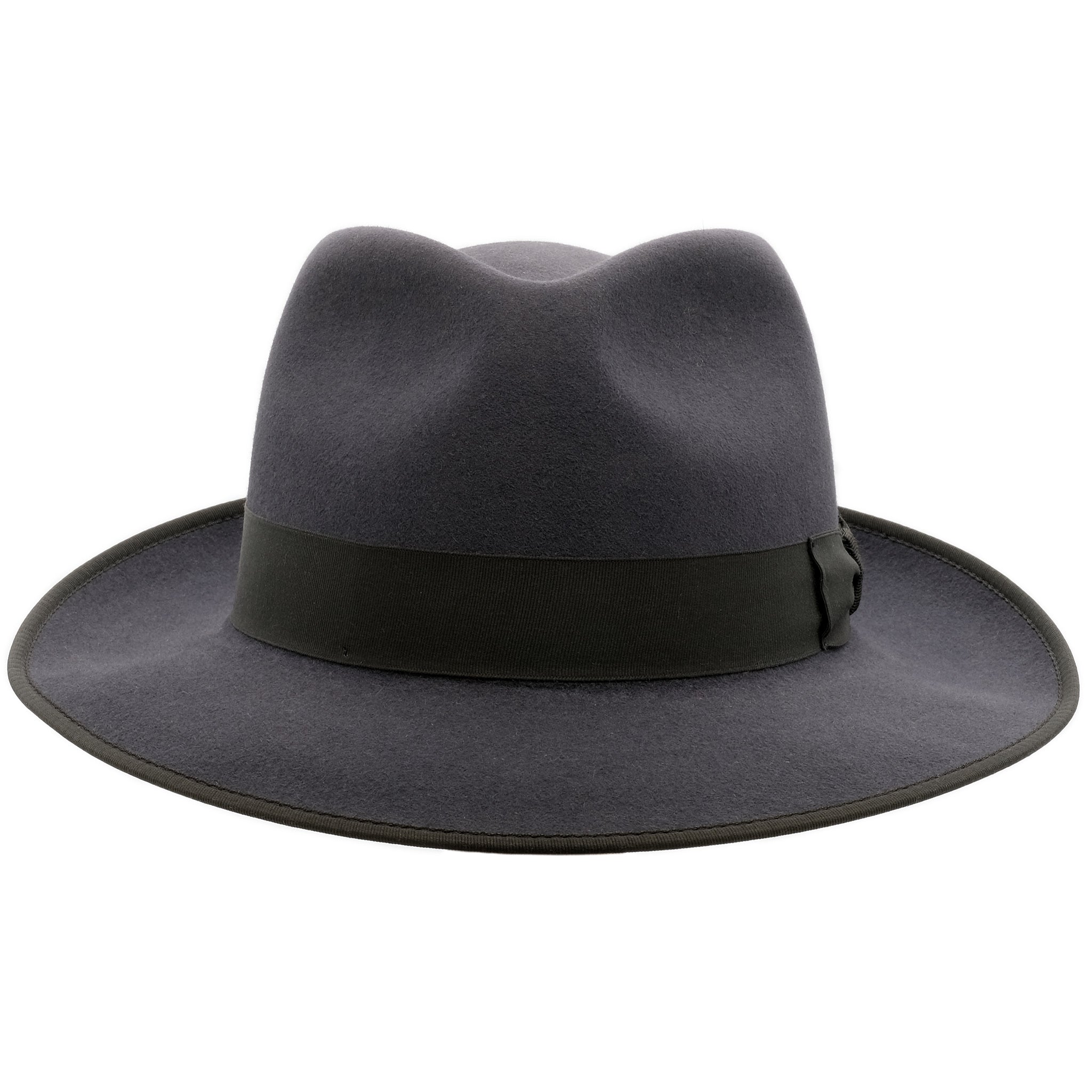 Front view of Akubra Stylemaster hat in Carbon Grey colour