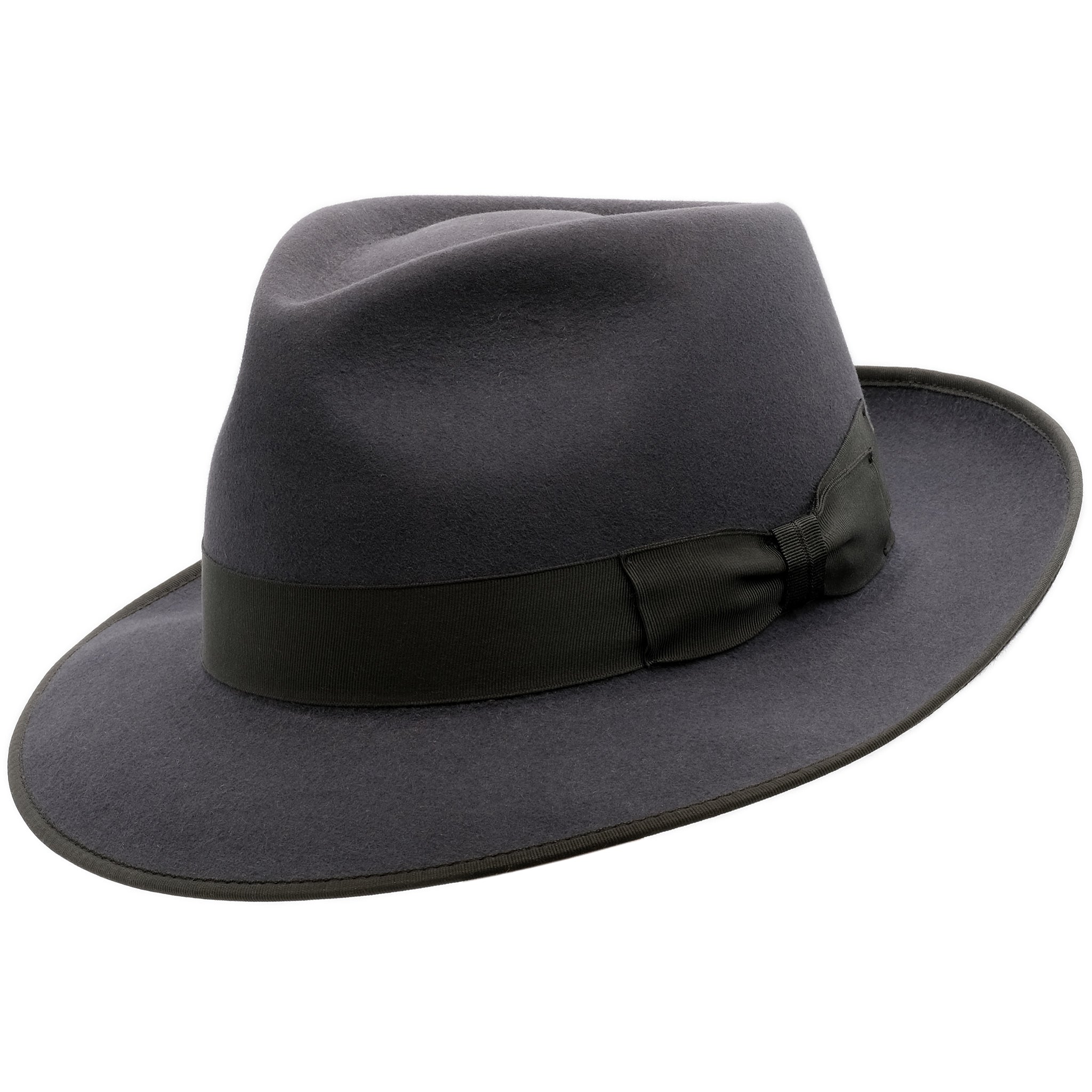 angle view of Akubra Stylemaster hat in Carbon Grey colour