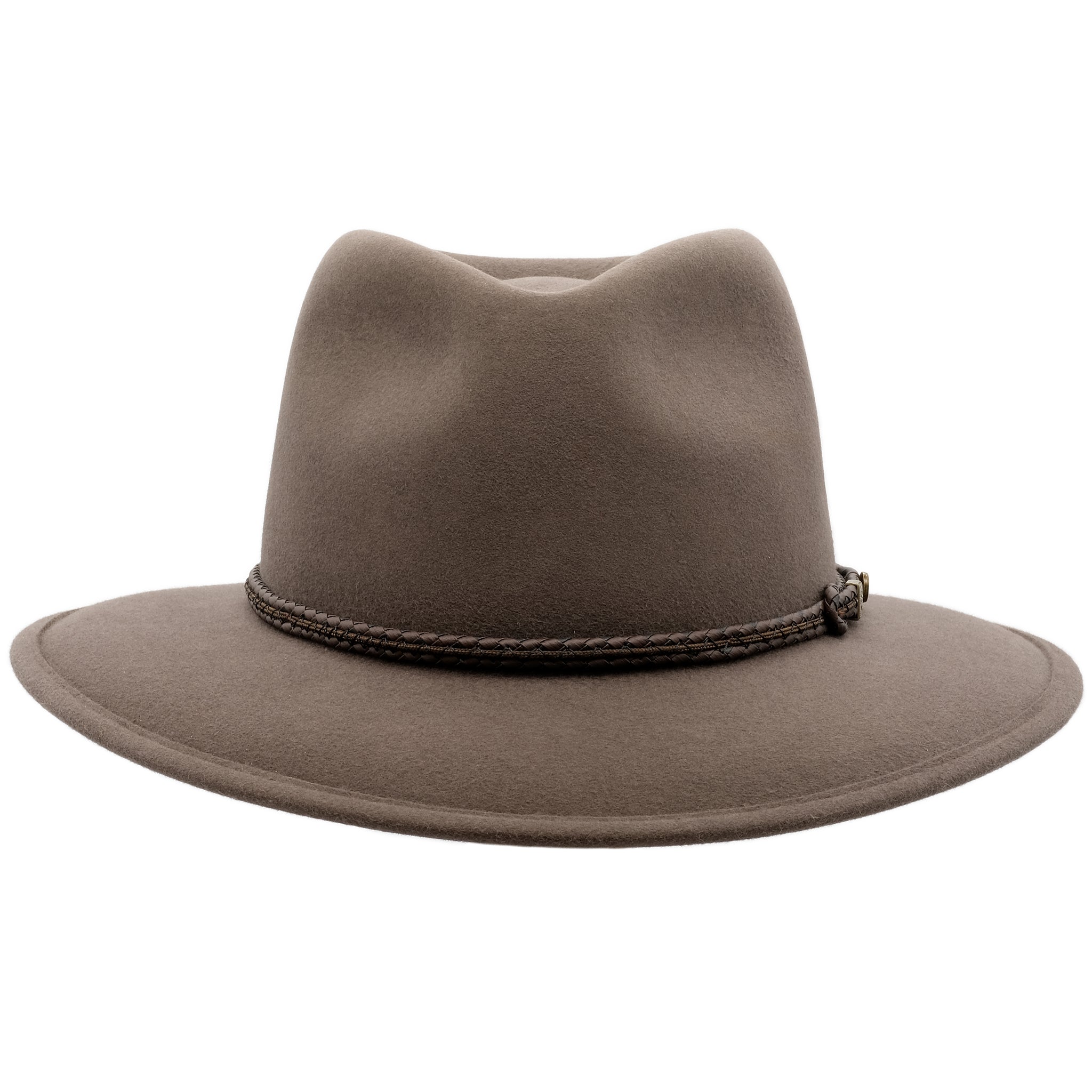 front view of the Akubra Traveller style hat in Regency fawn