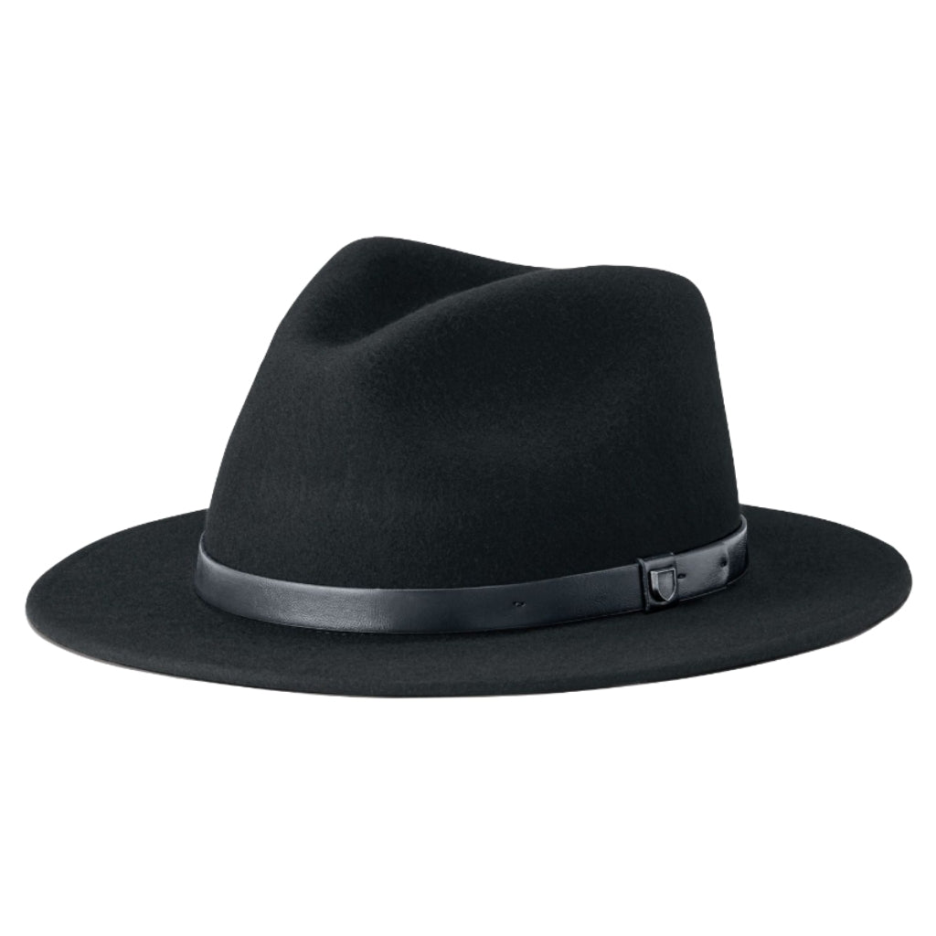 Black Brixton Messer Fedora hat with black band