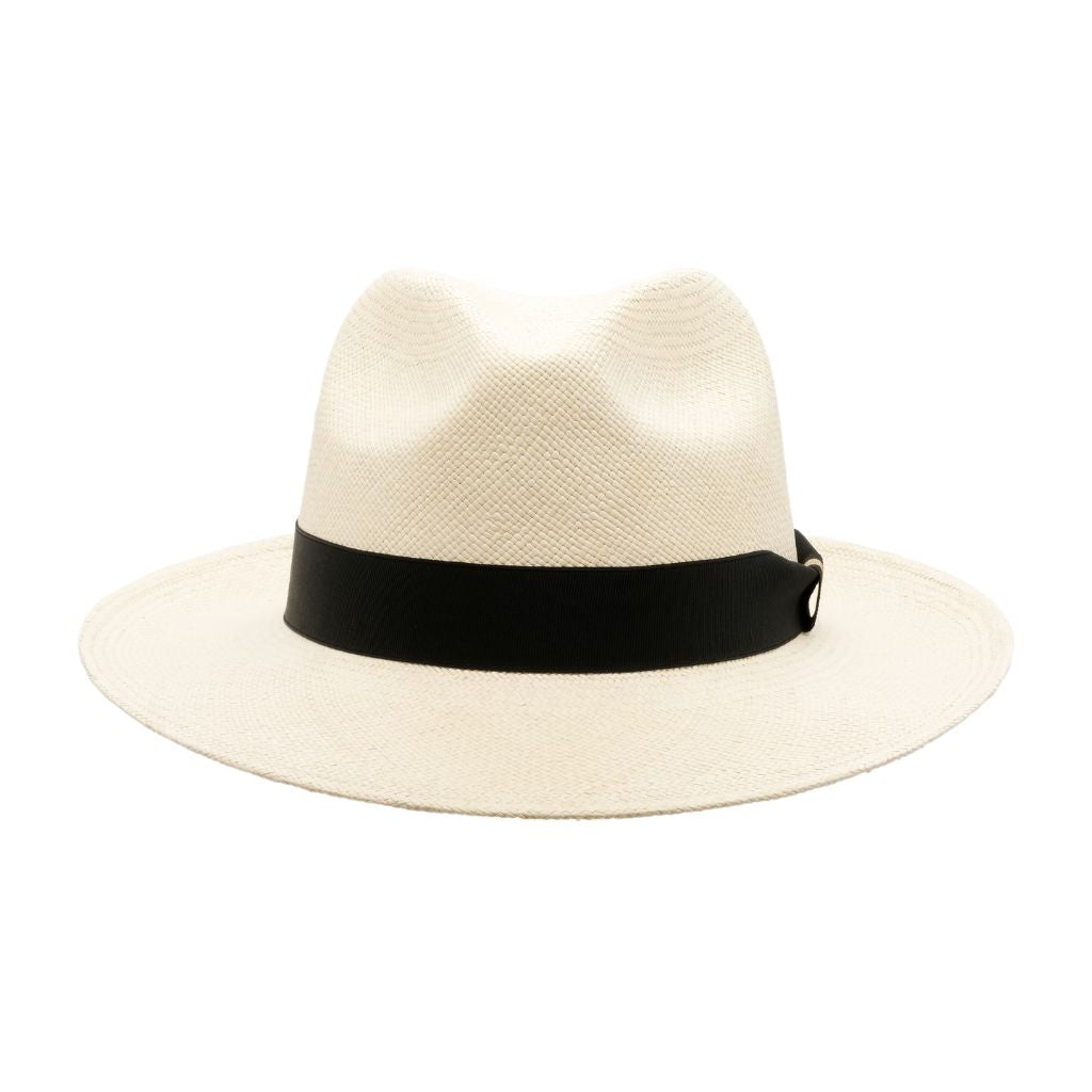 Front on view of Camilo Classic Panama - Natural with Black Grosgrain