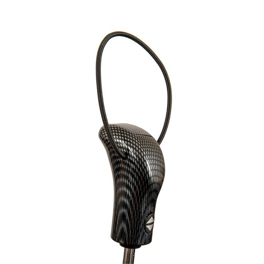 Close-up of carbon fibre handle on Clifton Black Vented Modern umbrella