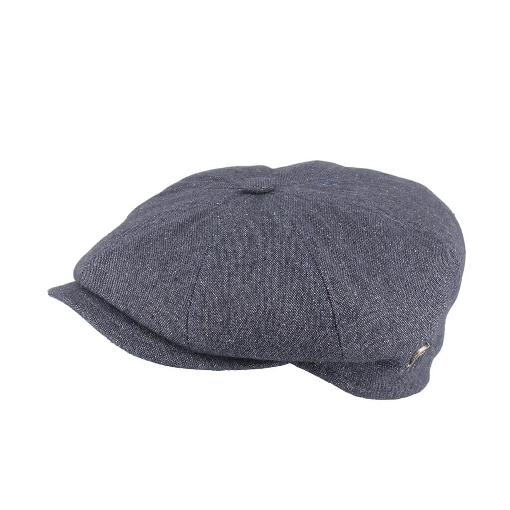 Side view of Fléchet French Silk 8-Piece Cap - Marine