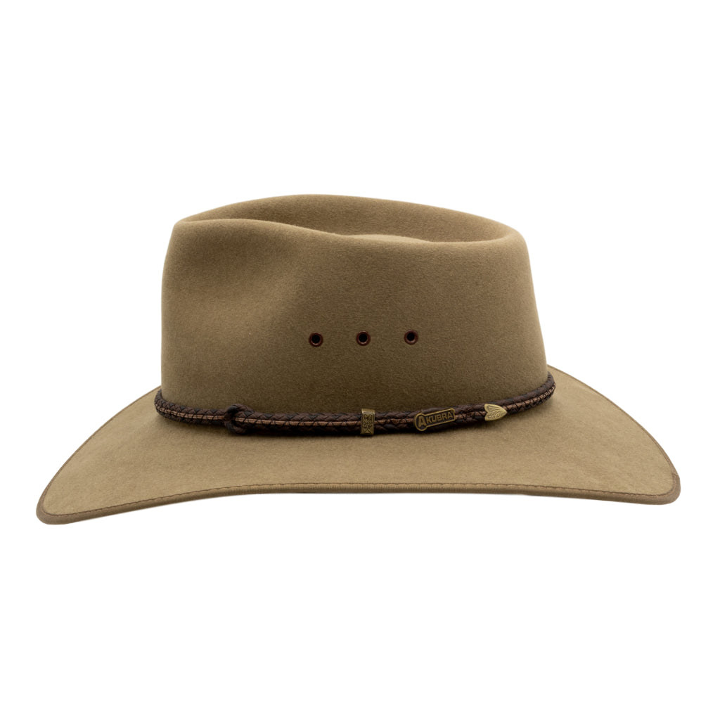Side view of Akubra Cattleman Country style hat in Santone colour