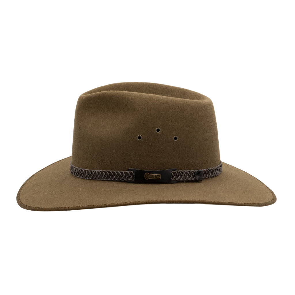 Side view of Akubra Tablelands Country style hat in Khaki colour
