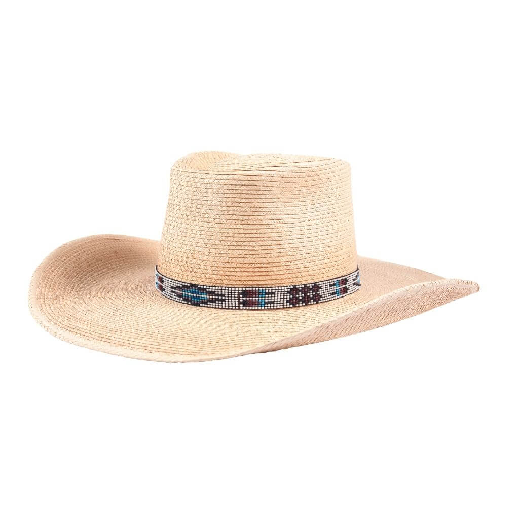 Sunbody Hat Band on hat - 9 Czech Bead Stretch - White Feather Diamond style