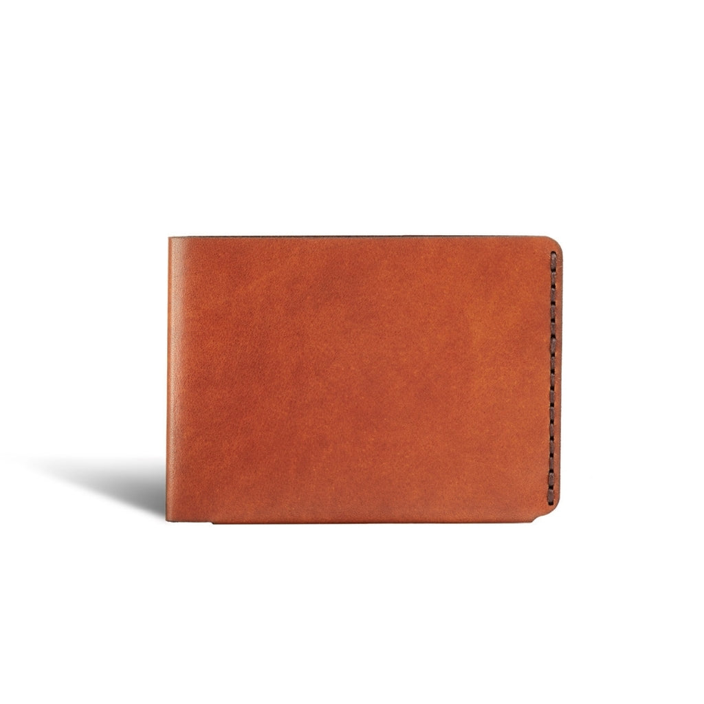 Tan New Holland Coin style Tailfeather leather wallet - shown closed.