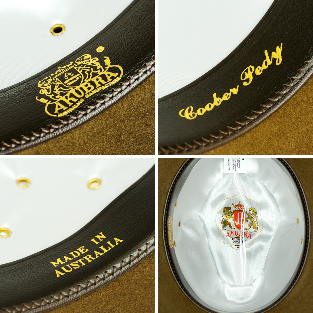 Interior images of the Akubra Coober Pedy hat in Khaki colour