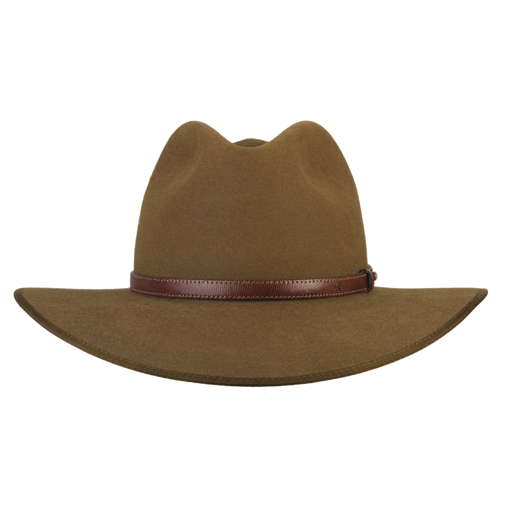 Front view of the Akubra Coober Pedy hat in Khaki colour