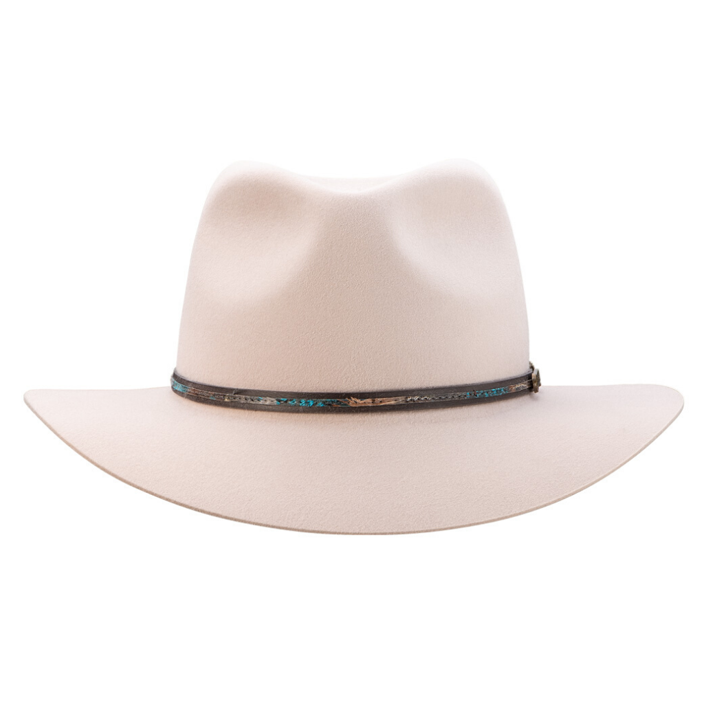 Front view of Akubra Leisure Time hat in Light Sand colour