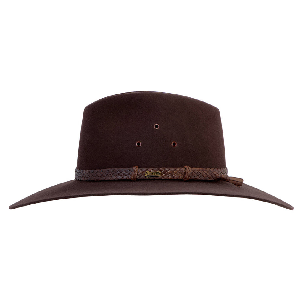 Side view of Akubra Riverina hat in Loden colour