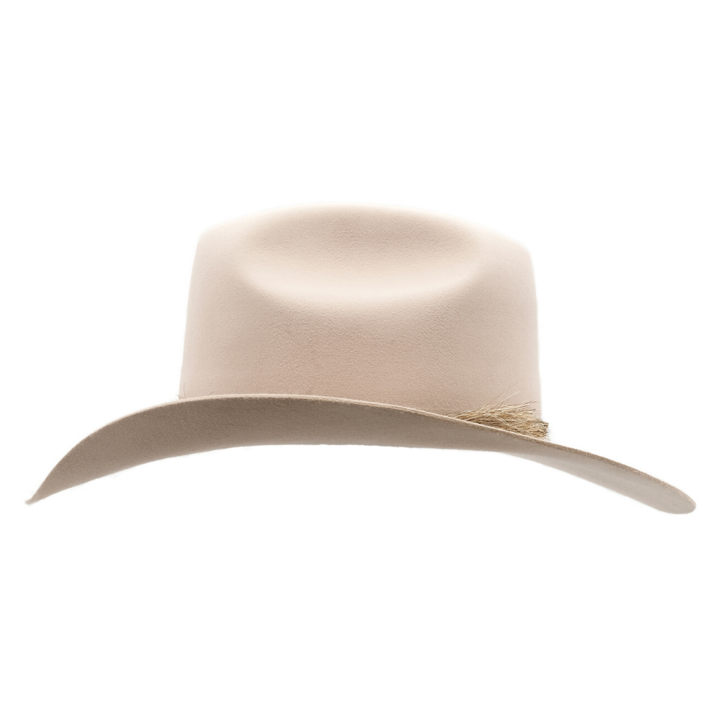 Side view of Akubra Rough rider hat in Light Sand colour