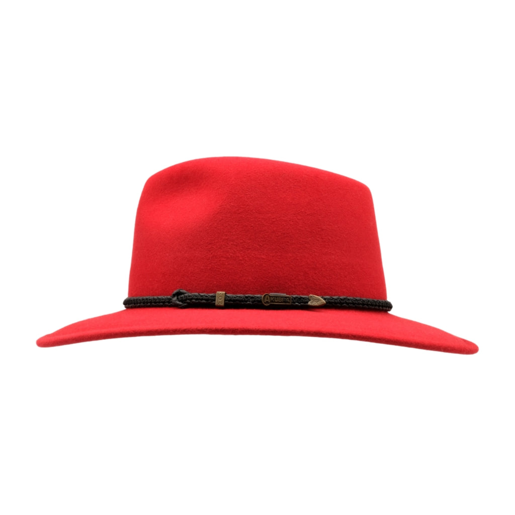 side view of Akubra Traveller hat in Rodeo Red
