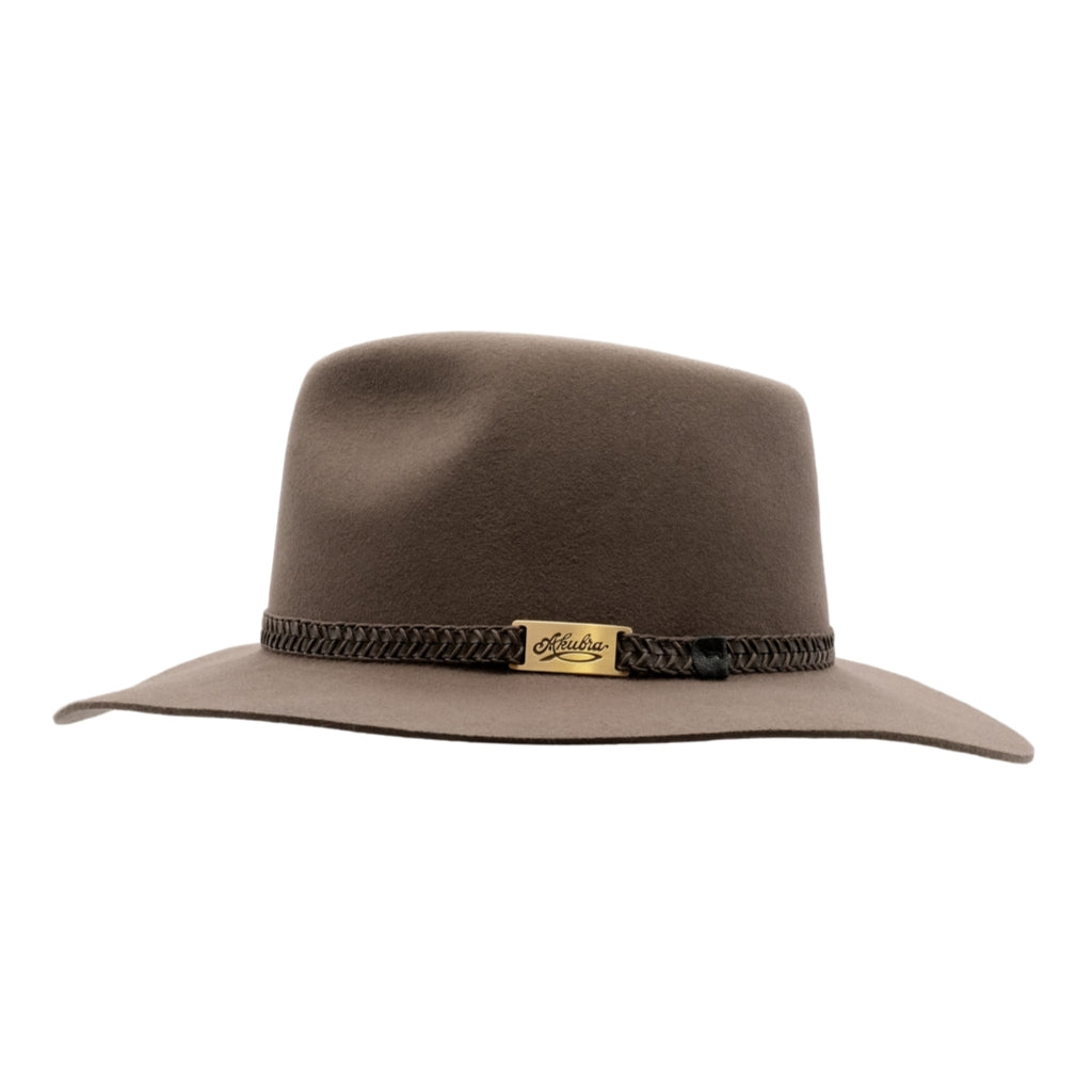 side view of Akubra Avalon hat in Hazelnut colour